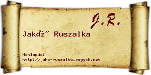 Jakó Ruszalka névjegykártya
